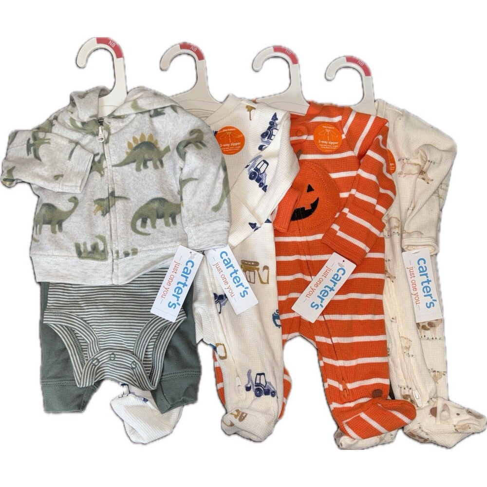 Carters Boy Newborn Fall Winter Clothing Lot Of 4 NWT Sleep & Play Outfit